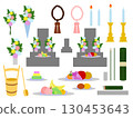 掃墓用具、祭品、鮮花 盂蘭盆節和秋分插畫集（活動7） 130453643
