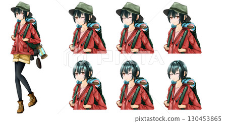 Anime-style full-body illustration of a mountain girl 130453865