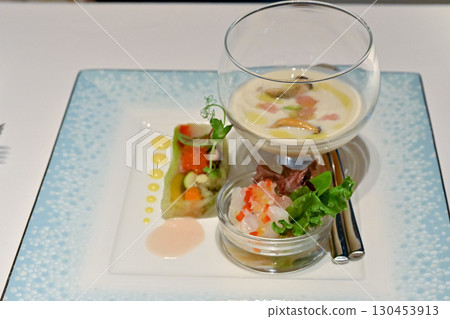 Delicious appetizers at a fine restaurant 130453913