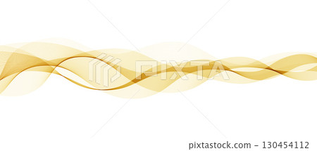 Soft Gold Gradient Transparent Wave Background. Colorful Flowing Wavy Smoke Lines isolated on white background. Vector illustration 130454112
