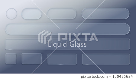Set Vector Transparent Glass Buttons. UI UX Glass Screen of Mobile Device. Smartphone Interface Design. Collection Design Elements for Application Phone, Game Menu and Website. Transparent Background 130455684