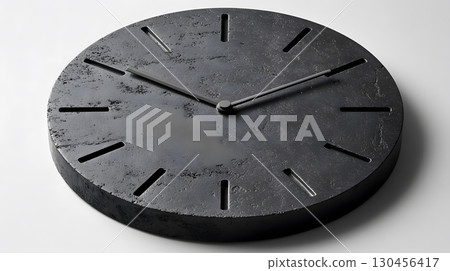 Minimalist Dark Clock Time Concept on White Minimalist Dark Clock Time Concept on White 130456417