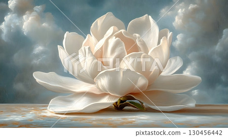 Delicate White Lotus Blossom Painting 130456442