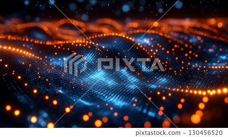 Abstract Blue and Orange Light Particle Waves 130456520
