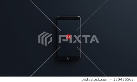 Modern Smartphone with Red App Logo on Screen Mockup 130456562
