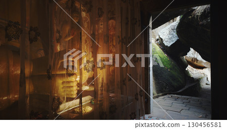 Peaceful Buddha in Serene Cave Setting with Soft Lighting Peaceful Buddha in Serene Cave Setting with Soft Lighting 130456581