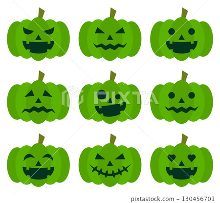Cute Halloween pumpkin illustration set icon illustration simple vector material 130456701