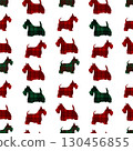 Seamless pattern of Scottish terrier on plaid background. Vector illustration. Robert burns night on white background 130456855