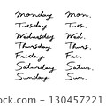 Simple handwritten cursive days of the week 130457221