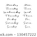Simple handwritten days of the week 130457222