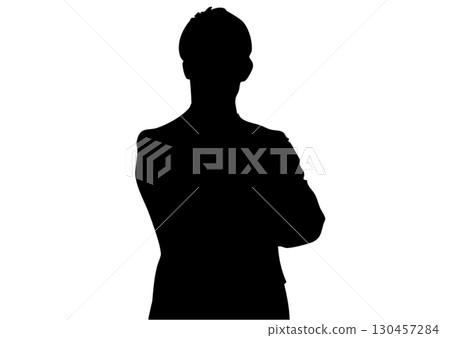 Silhouette of a man with his arms crossed 130457284
