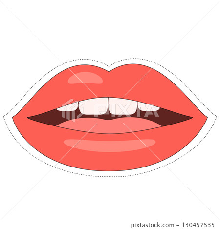 sticker with red lips 130457535