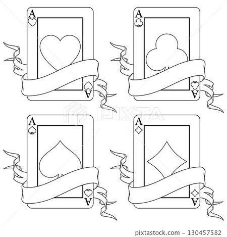 Poker card surrounded by ribbons Poker card surrounded by ribbons 130457582