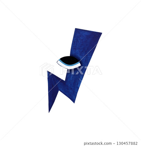 A watercolor illustration of a stylized bright blue lightning bolt with a single eye on a white background. This bold and imaginative design merges energy and surrealism, perfect for dynamic, creative A watercolor illustration of a stylized bright blue lightning bolt with a single eye on a white background. This bold and imaginative design merges energy and surrealism, perfect for dynamic, creative 130457882