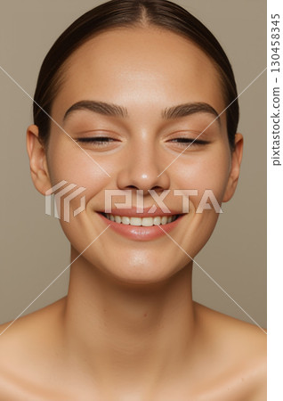 Portrait of Young Dark-Haired Woman Portrait of Young Dark-Haired Woman 130458345