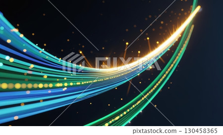Dynamic abstract background with flowing colorful light trails and glowing particles creating a vibrant futuristic visual effect Dynamic abstract background with flowing colorful light trails and glowing particles creating a vibrant futuristic visual effect 130458365