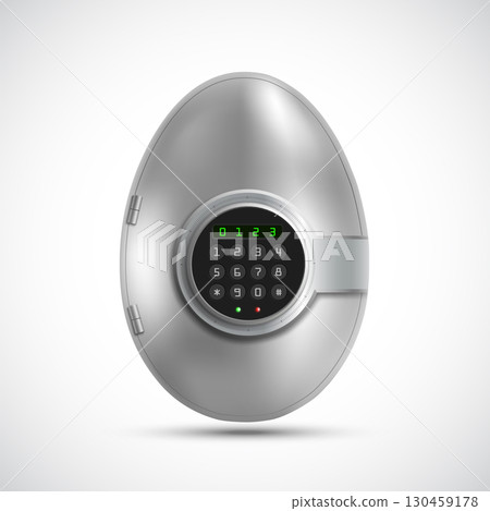 Metal armored safe door like an egg Metal armored safe door like an egg 130459178