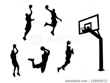 籃球運動員剪影集 籃球運動員剪影集 130459512