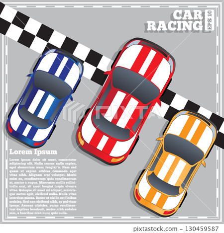 Racing cars at the finish line. View from above. Vector illustration.  130459587