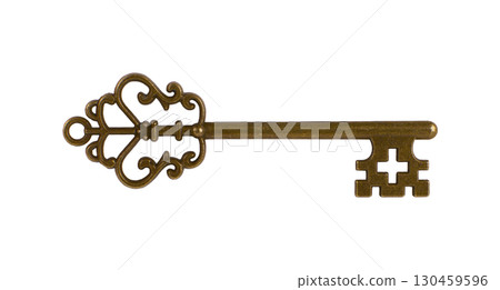 old vintage key isolated on a white background 130459596