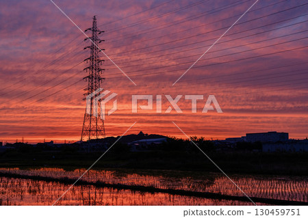 日出前遠眺小牧山城 日出前遠眺小牧山城 130459751