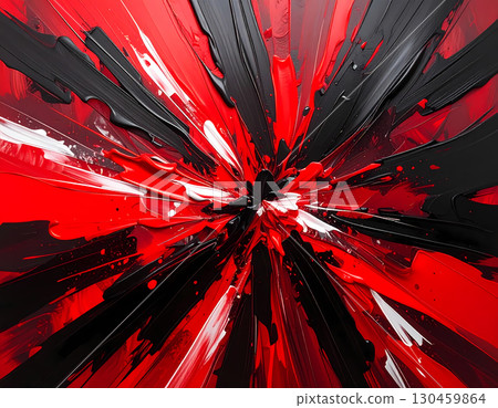 Dynamic abstract explosion background of red, black, and white paint. modern dramatic splash creating powerful, energetic motion with artistic texture for design 130459864