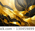 Elegant luxury abstract background pattern with modern art design of gold leaf. Opulent floral wallpaper concept feeling serene and sophisticated with intricate transparent detail 130459899
