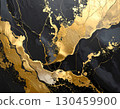 Elegant abstract background with luxurious black and gold marble texture. Modern art showing liquid ink flow creating dramatic and opulent effect on dark surface 130459900
