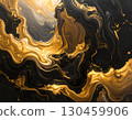 Luxurious abstract background of gold and black marble texture. Elegant liquid art with flowing, swirling effect creates sophisticated and rich design for wallpaper or cover 130459906