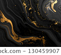 Luxurious abstract background featuring black and gold liquid marble texture. An elegant and modern ink wash pattern creating sophisticated and flowing wallpaper effect 130459907