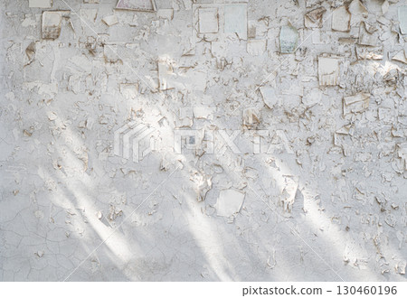 Wall with old paper advertisements. Old empty concrete 130460196