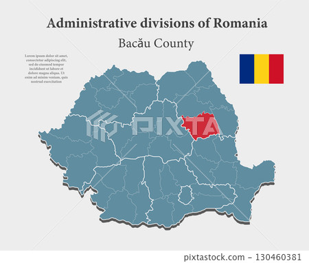 Vector map of Romania - Bacau County Vector map of Romania - Bacau County 130460381