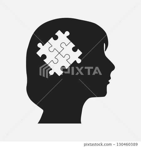 Female head from puzzle pieces. Education, idea 130460389