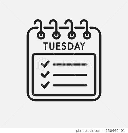 Page calendar day Tuesday, to-do list, checklist 130460401