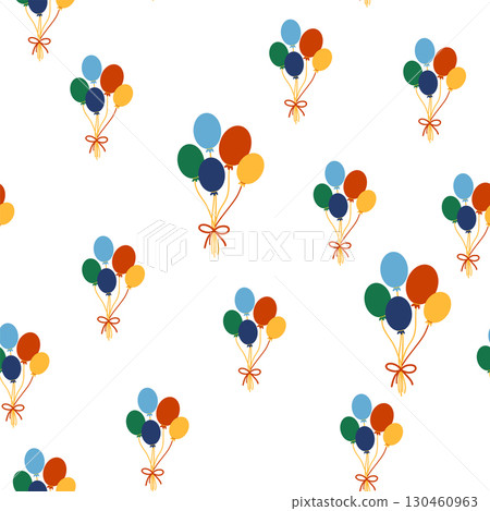 Seamless pattern with CIRCUS theme. Clowns, strongmen, lions, magic hat, hare in hat, holiday, balloons, tents. Circus characters. Cartoon flat style. Seamless pattern with CIRCUS theme. Clowns, strongmen, lions, magic hat, hare in hat, holiday, balloons, tents. Circus characters. Cartoon flat style. 130460963