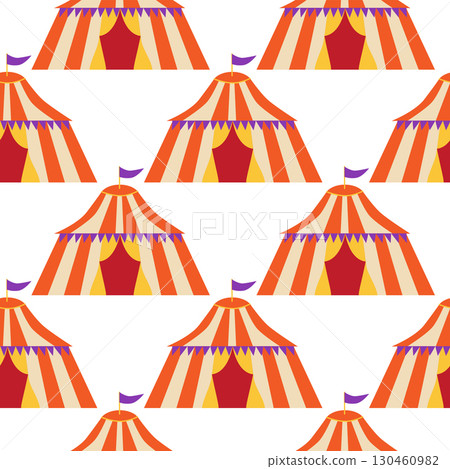 Seamless pattern with CIRCUS theme. Clowns, strongmen, lions, magic hat, hare in hat, holiday, balloons, tents. Circus characters. Cartoon flat style. Seamless pattern with CIRCUS theme. Clowns, strongmen, lions, magic hat, hare in hat, holiday, balloons, tents. Circus characters. Cartoon flat style. 130460982