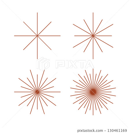 Radial circle lines from centr point. Abstract round starburst, sunburst red rays, shining, bright symbol vector design. 130461169