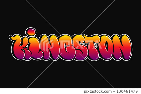 The name Kingston is showcased in a colorful graffiti style against a black backdrop. 130461479