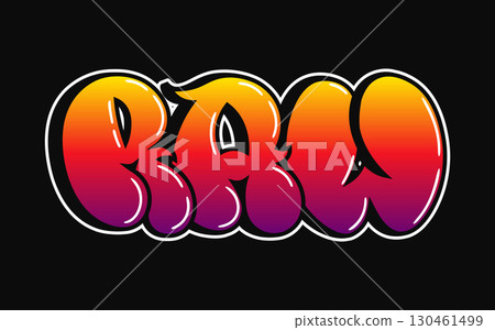 Graffiti RAW Text on Black Background 130461499
