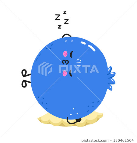 Cute cartoon blueberry sleeping on a pillow 130461504