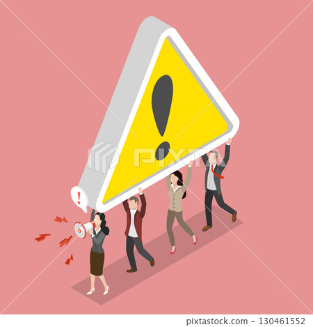 3D Isometric Flat Vector Illustration of Important Update, Attention Sign, Urgent Communication Concept 130461552