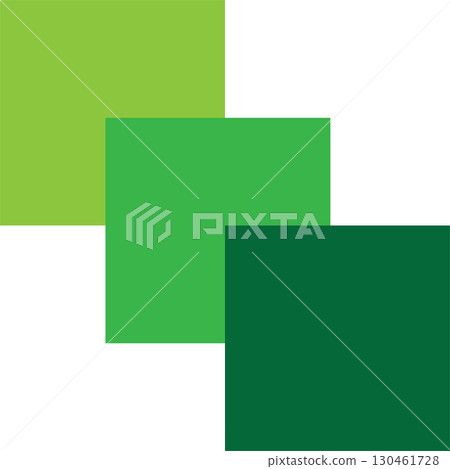 Three green squares arranged diagonally. Vector illustration isolated on white background. 130461728
