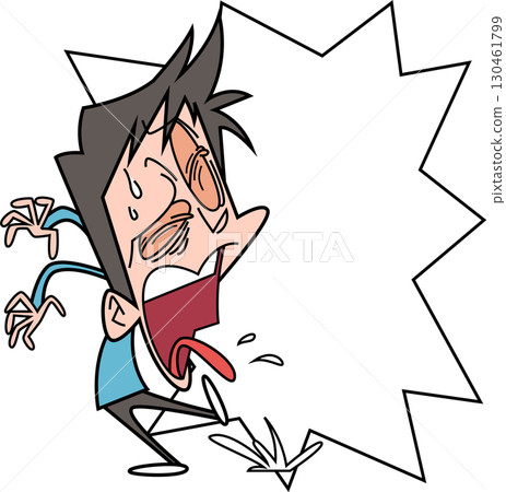 一名男子表情痛苦，嘴裡吐出一些東西。 130461799