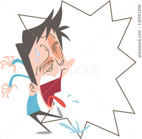 一個男人表情痛苦，嘴裡吐出什麼東西。沒有對話框或輪廓。 130461800