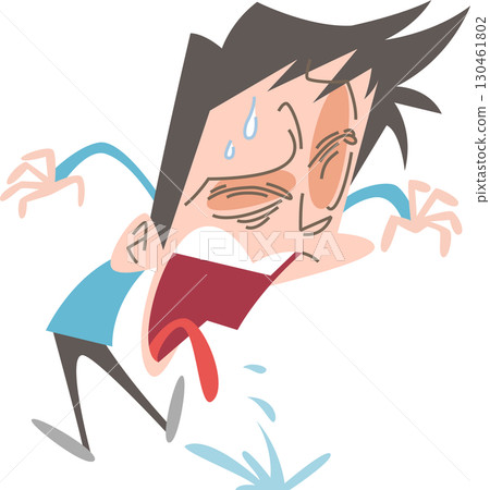 A man with a painful expression spitting something out of his mouth (no outline) A man with a painful expression spitting something out of his mouth (no outline) 130461802