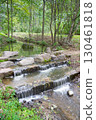 landscape with fast forest stream with stones in summer 130461818