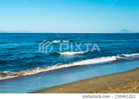 landscape with sea, waves, coast and mountains landscape with sea, waves, coast and mountains 130461822