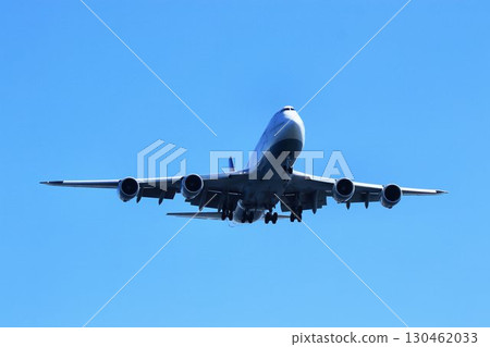 The wings come from Europe... Jumbo jet "B747" approaching for landing The wings come from Europe... Jumbo jet "B747" approaching for landing 130462033