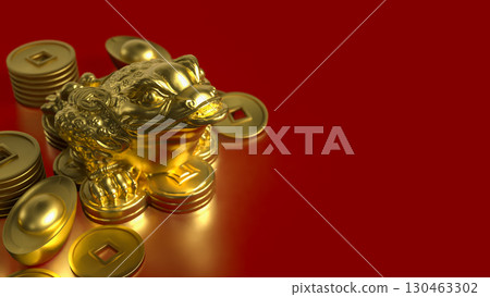 The Gold lucky Feng shui Toad for religion concept 3d Rendering. The Gold lucky Feng shui Toad for religion concept 3d Rendering. 130463302