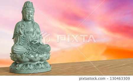 The Guan Yin sculpture  for religion concept 3d Rendering. 130463309